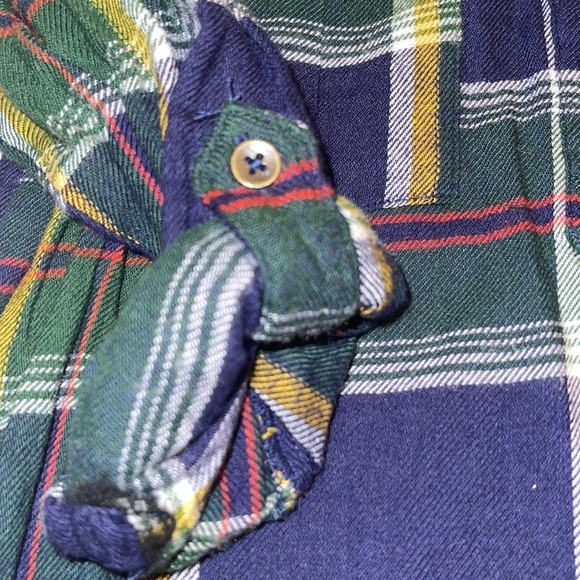 Flannel Plaid Navy two pocket long sleeve dress. Size 6. - Picture 4 of 6